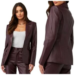 Good American Better Than Leather Sculpted Blazer in Malbec Size Medium